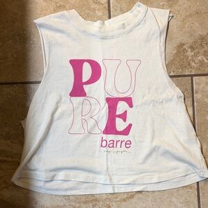 Spiritual Gangster Pure Barre Tank Top - White with Pink Print